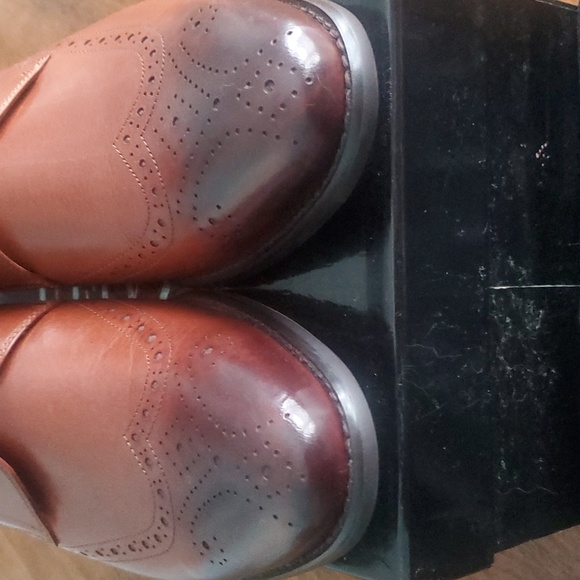 EUC Men's Lace up Wingtip Dress Shoes -Cognac Brown Size 7 - Picture 6 of 9